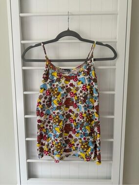 Jayli Retro Mushroom Print Hippie Festival Tank Top Cami M